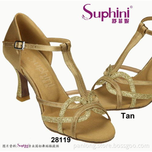 Suphini sexy dance shoes Gold Glitter Dance Shoes